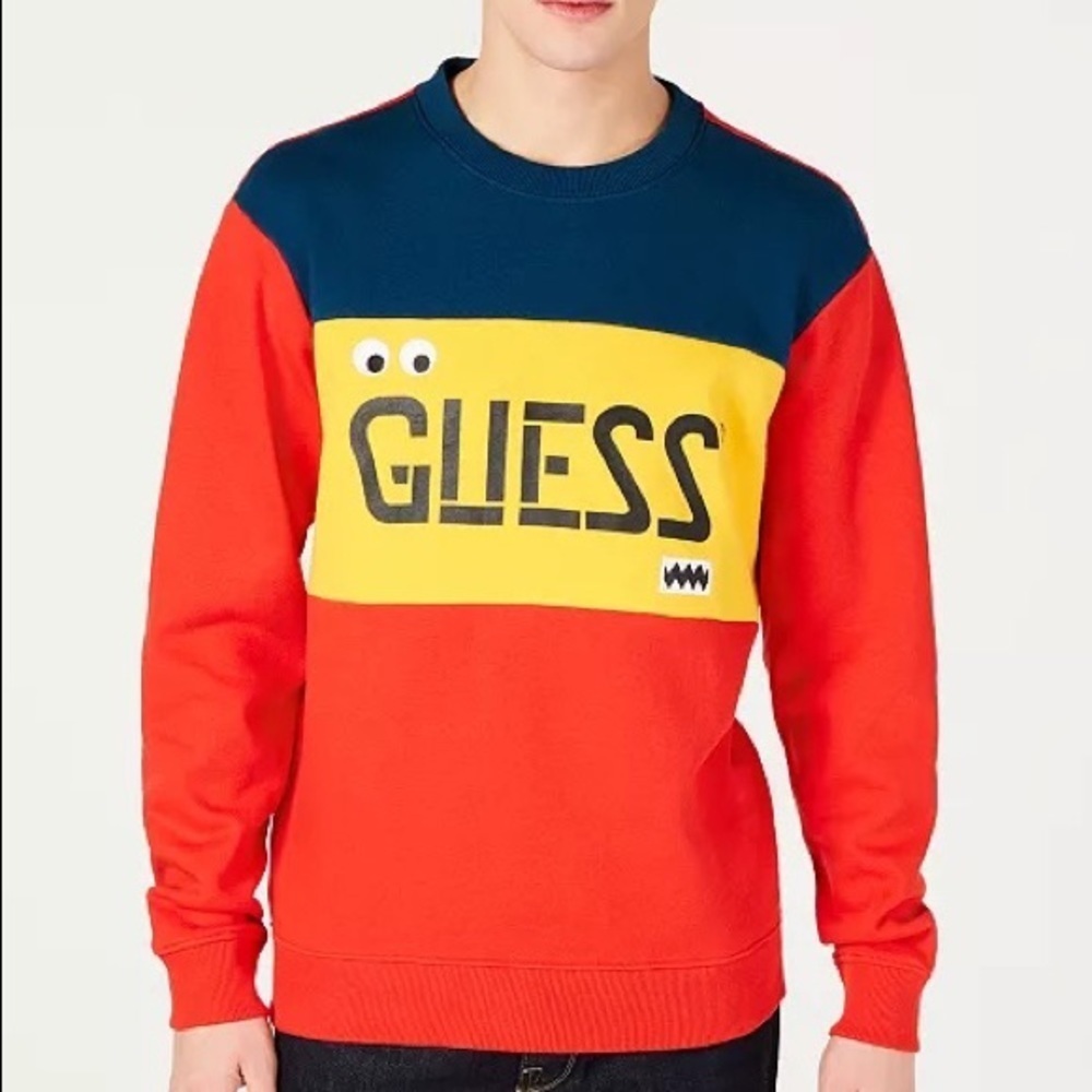 New GUESS J Balvin X Men's Colorblocked Logo Sweatshirt SZ M